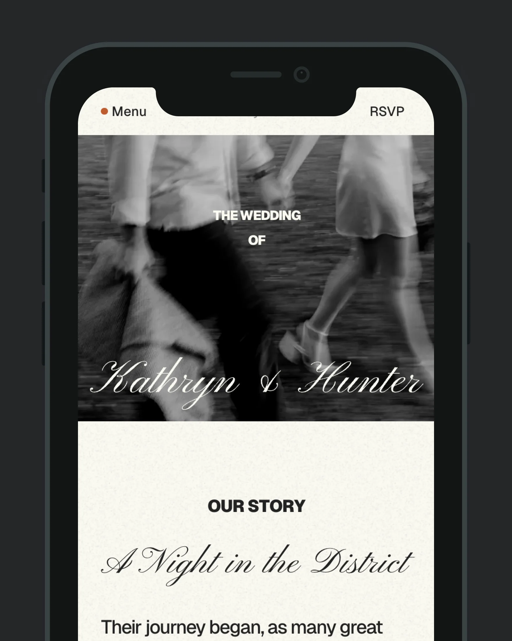 Katy & Hunter wedding site mobile view